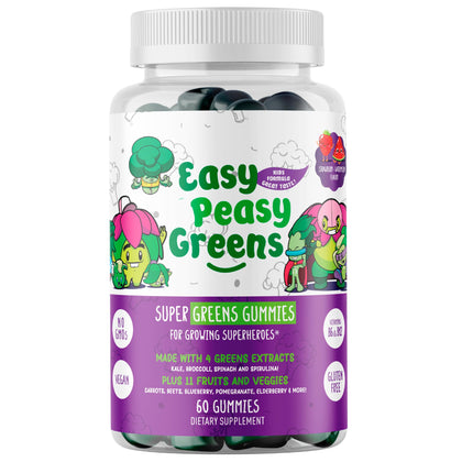 Gummies EasyPeasyGreens pour enfants en boîte vue de face