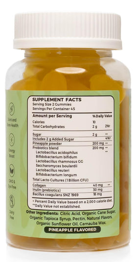 Gummies EcoLuxe, détail des ingrédients sur l'étiquette