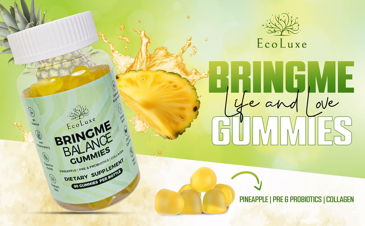 Gummies EcoLuxe, flacon ouvert montrant les gummies