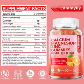Gummies Edmmyliy Calcium Magnésium Zinc vue de face avec étiquette