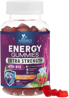 Gummies énergétiques B12 Nature's Nutrition avec saveur framboise