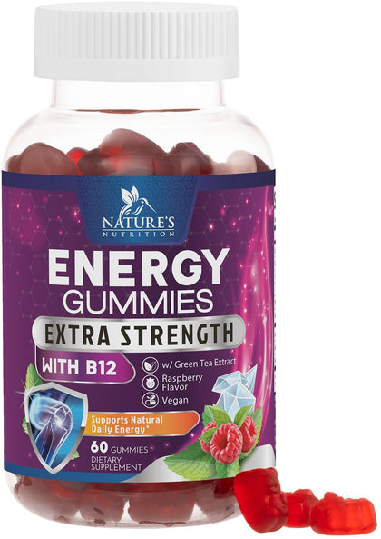 Gummies énergétiques B12 Nature's Nutrition avec saveur framboise