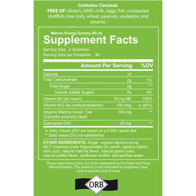 Gummies énergie Matcha 4 Your Wellness, ingrédients naturels