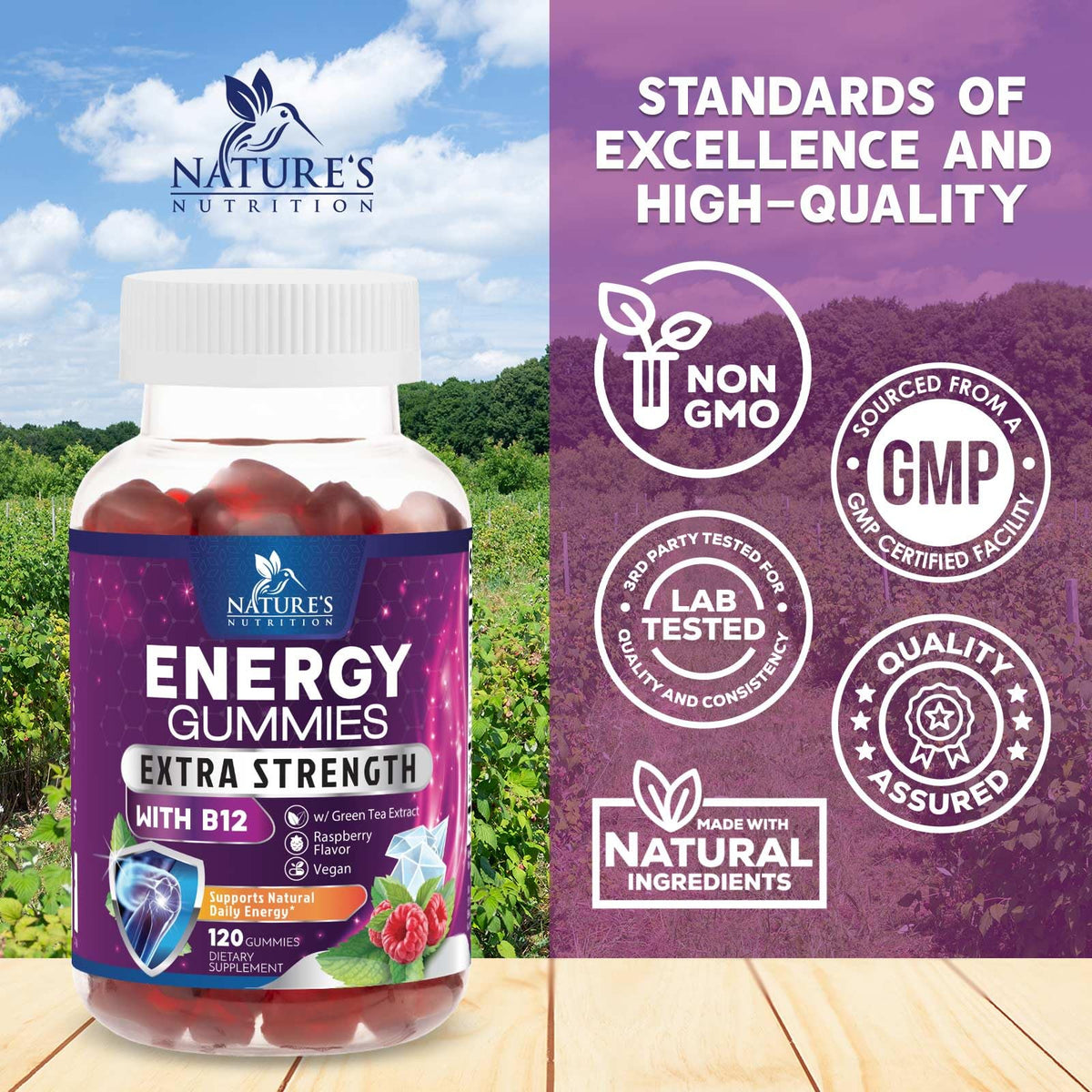 Gummies Energy Nature's Nutrition montrant la texture