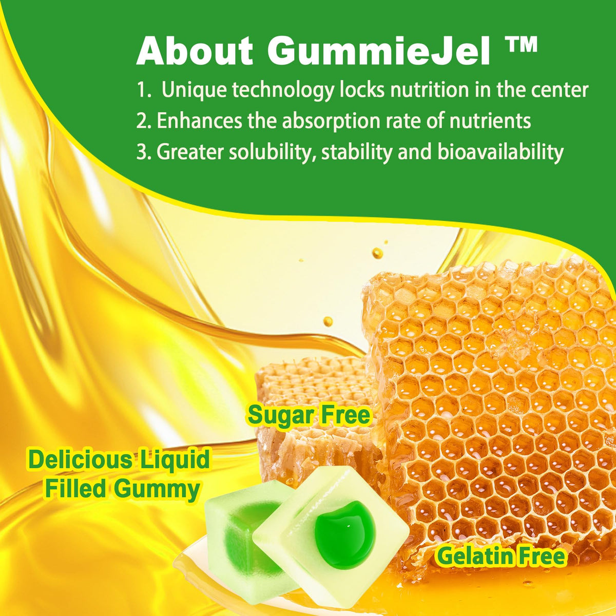 Gummies EnvyCure avec étiquette détaillant les ingrédients