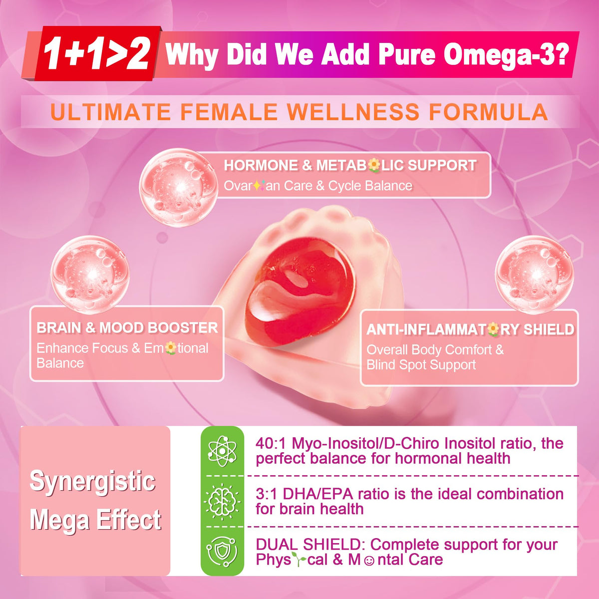 Gummies EnvyCure avec Myo-Inositol et D-Chiro Inositol en gros plan