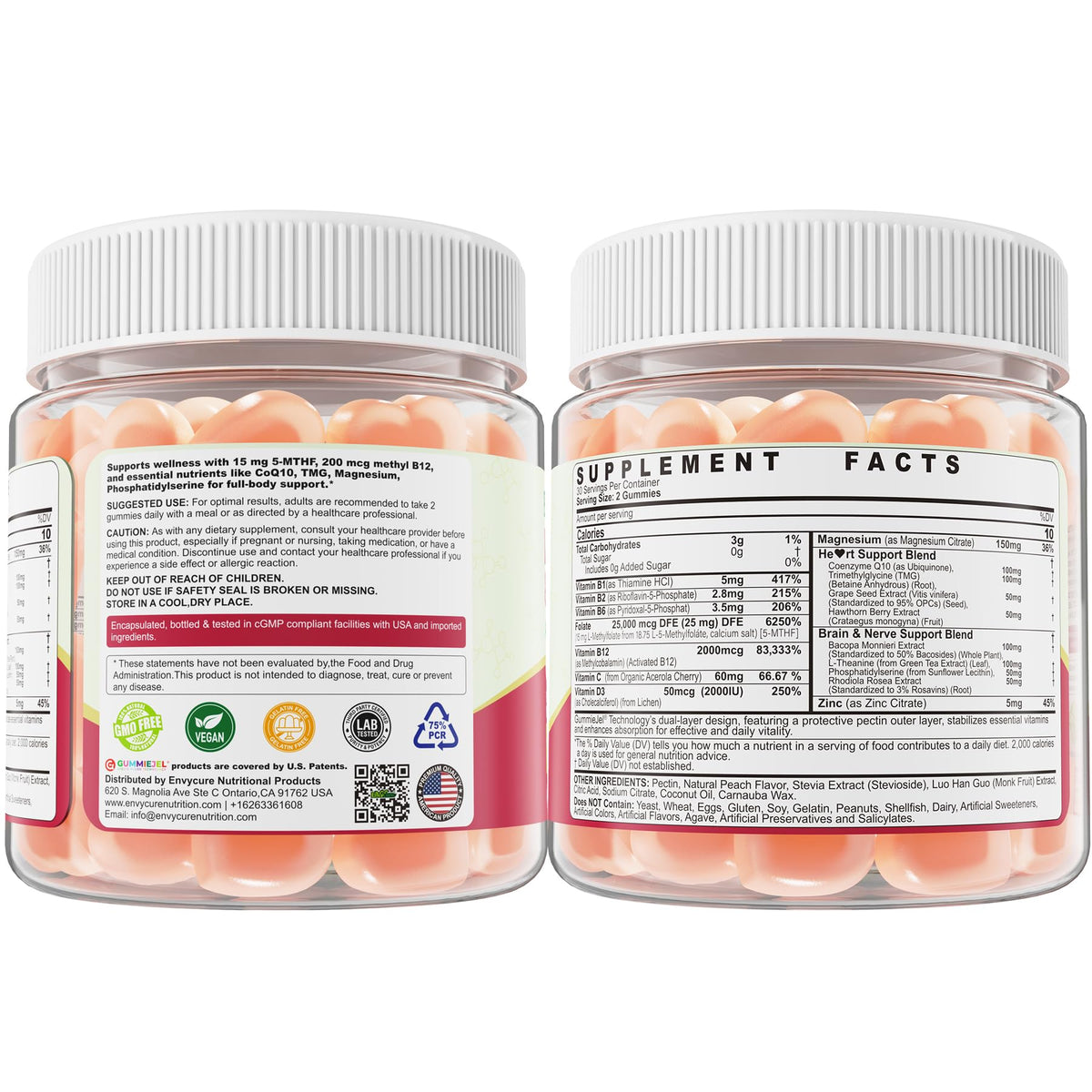 Gummies EnvyCure Methylfolate 15mg et B12 2000mcg, ambiance de bien-être