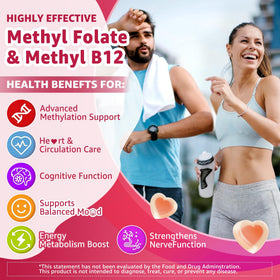 Gummies EnvyCure Methylfolate 15mg et B12 2000mcg, présentation sur une table