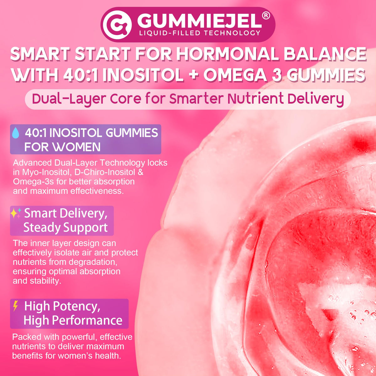 Gummies EnvyCure sur un fond coloré