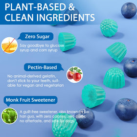 Gummies EnvyCure sur une table avec des fruits