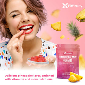 Gummies Équilibre Féminin FitVitality avec une vue de côté