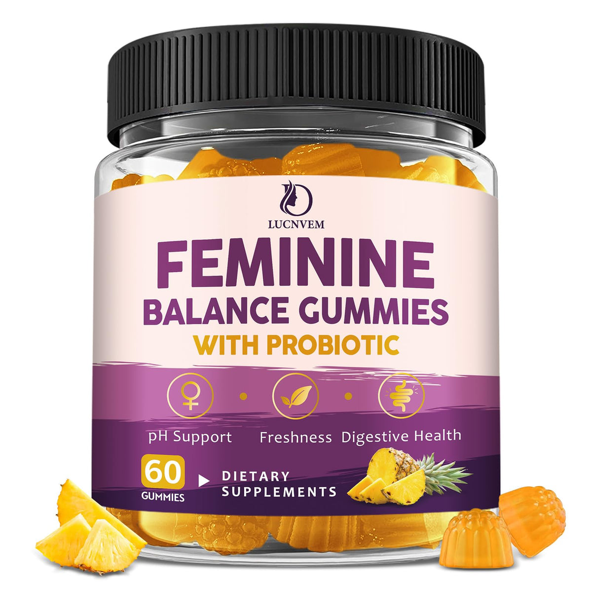 Gummies Équilibre Féminin LUCNVEM 231g saveur ananas vue de face