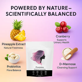 Gummies équilibre féminin NEWUREHO avec un fond tropical