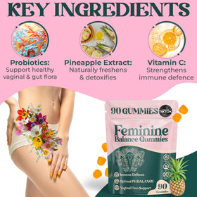 Gummies Équilibre Féminin ORGANIC UPLIFT avec une vue rapprochée des ingrédients