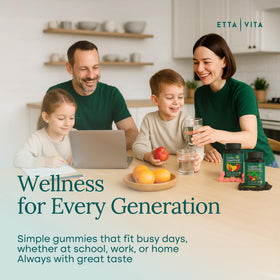 Gummies Etta Vita à côté d'un verre d'eau