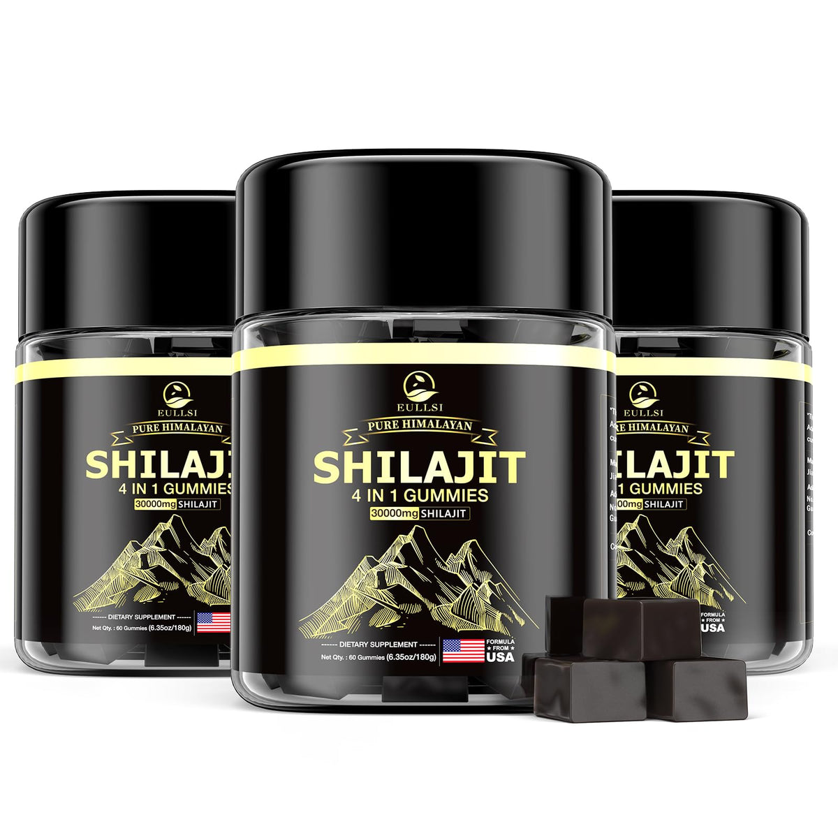 Gummies Eullsi au Shilajit Pur 500 mg avec Ashwagandha 250 mg, vue de face