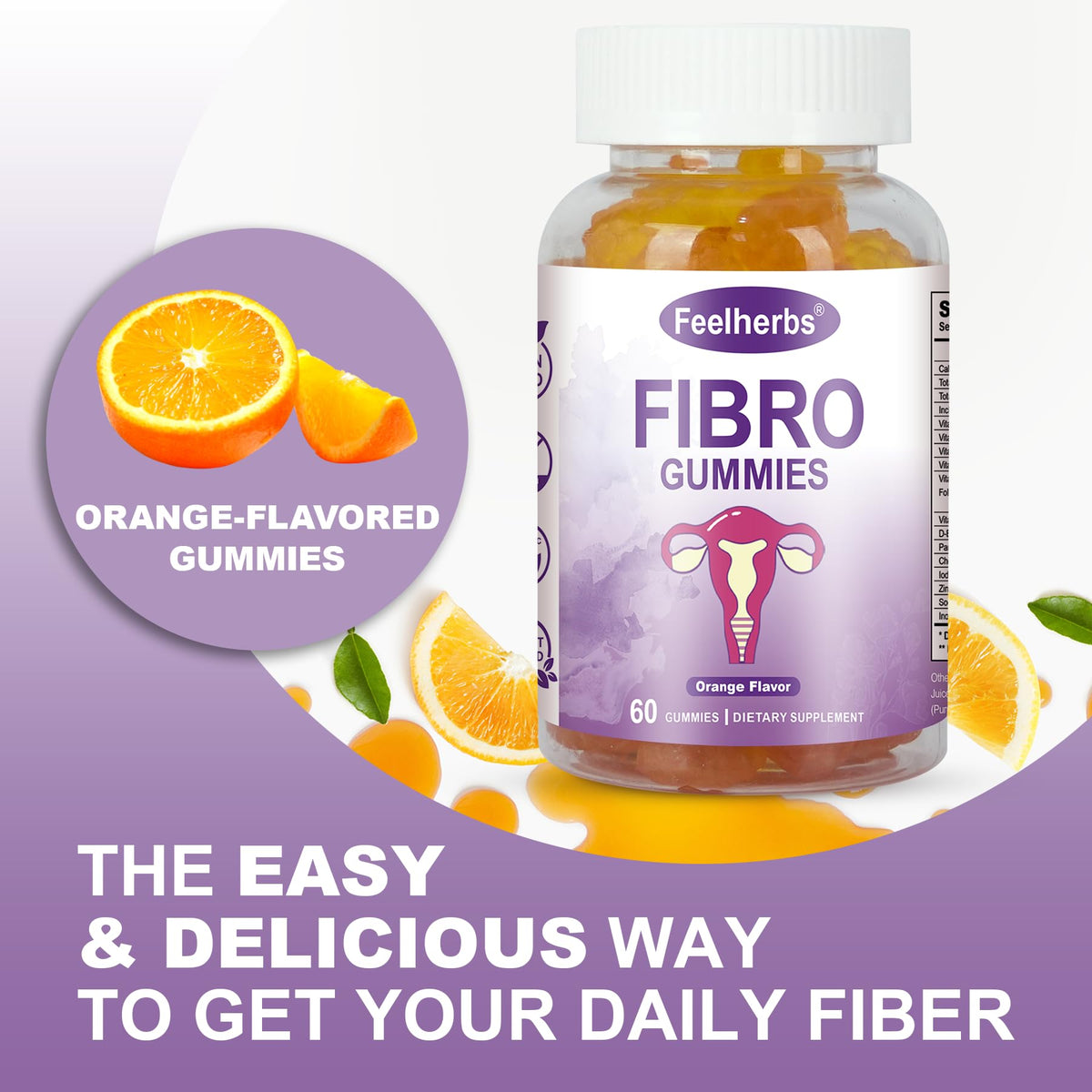 Gummies Feelherbs Fibro, vue latérale montrant la texture