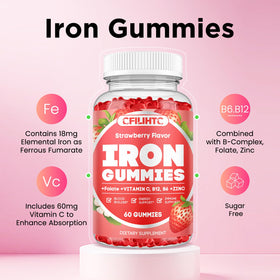 Gummies Fer CFILIHTC flacon ouvert montrant les gummies