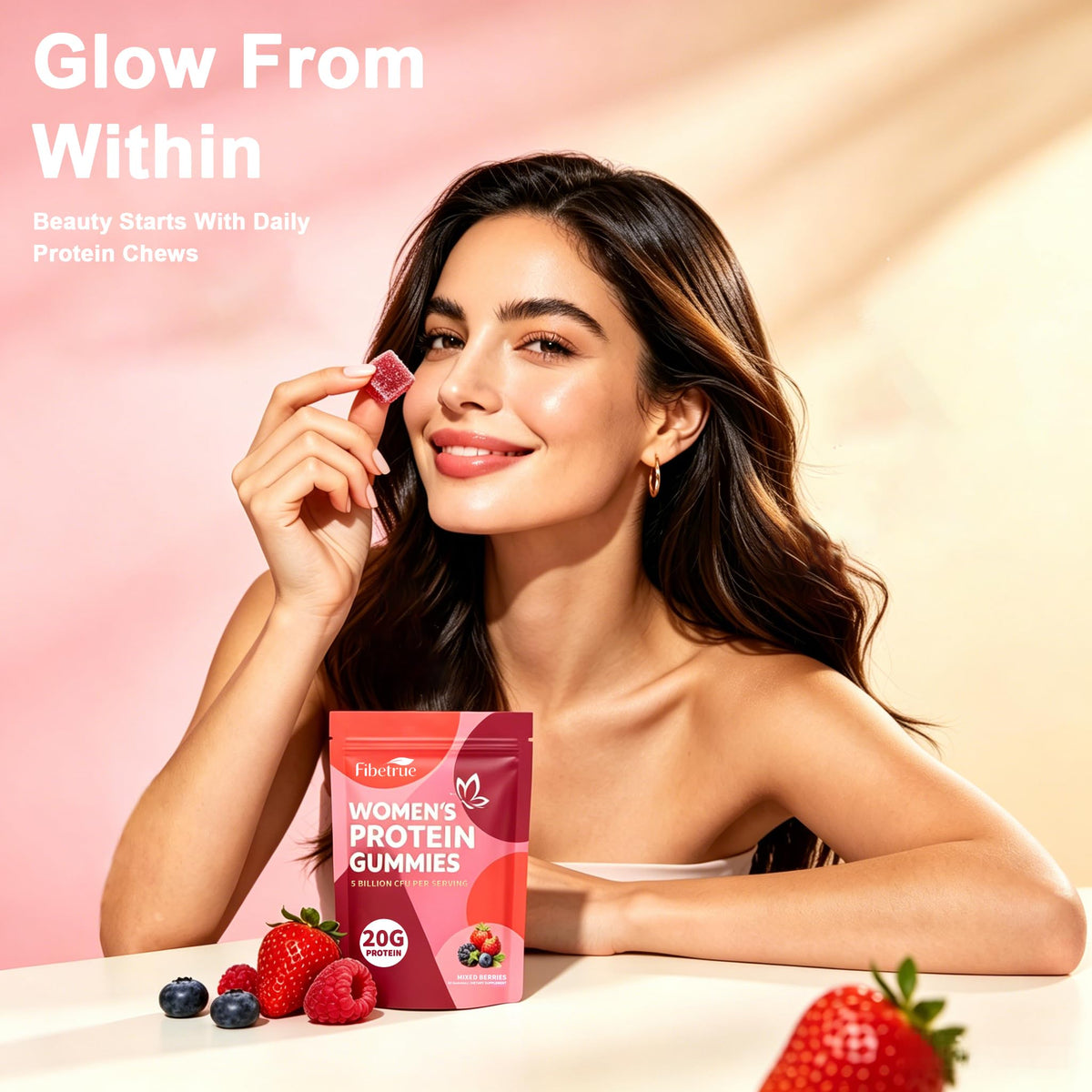Gummies Fibetrue, mise en avant de leur texture moelleuse