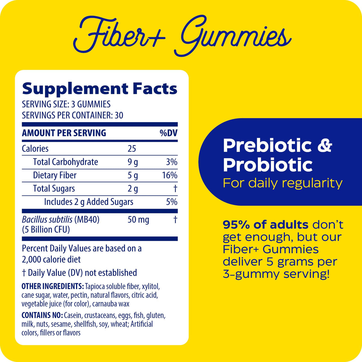 Gummies Fibres+ Enzymedica avec trois gummies sur une surface