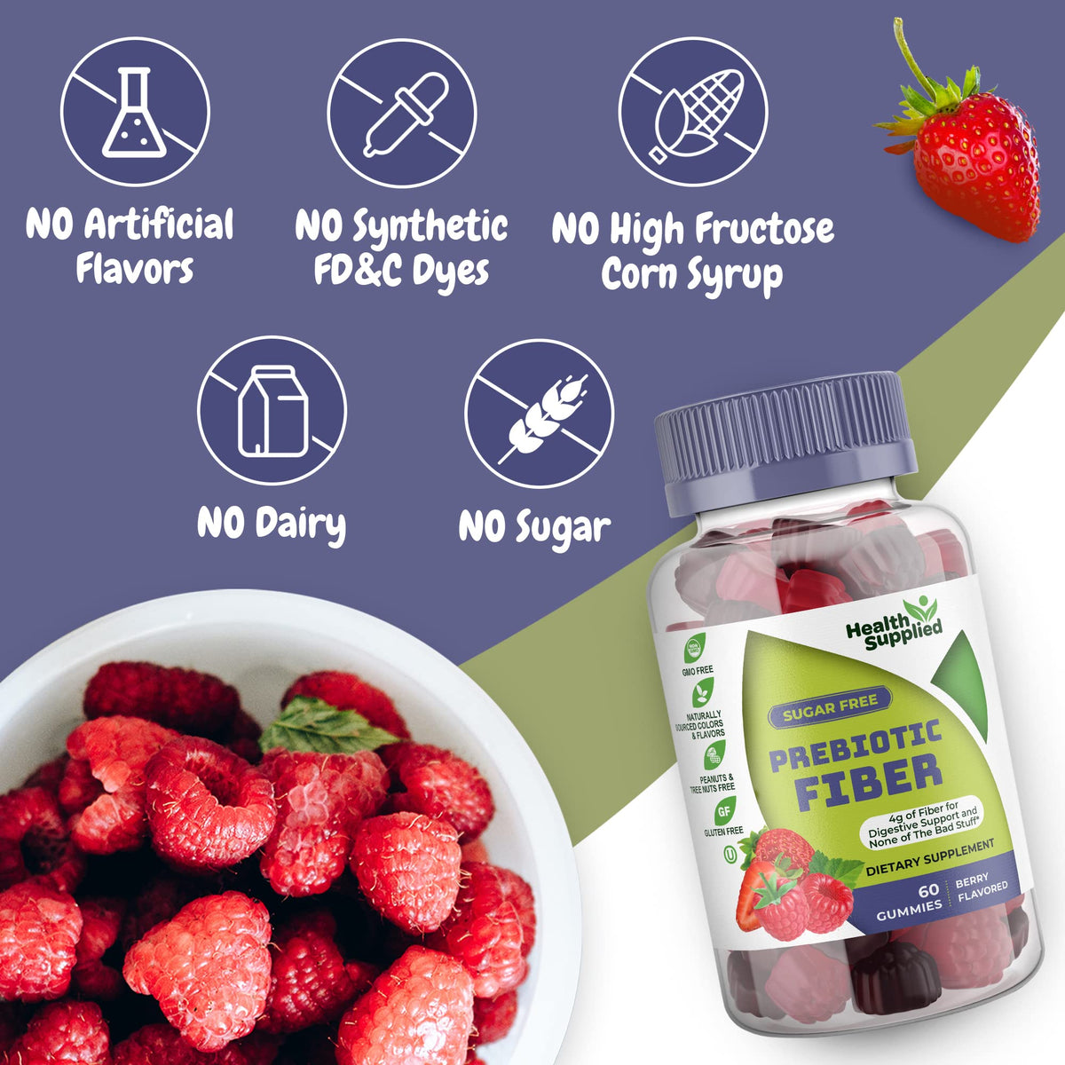 Gummies Fibres Prébiotiques Saveur Baies, vue de côté