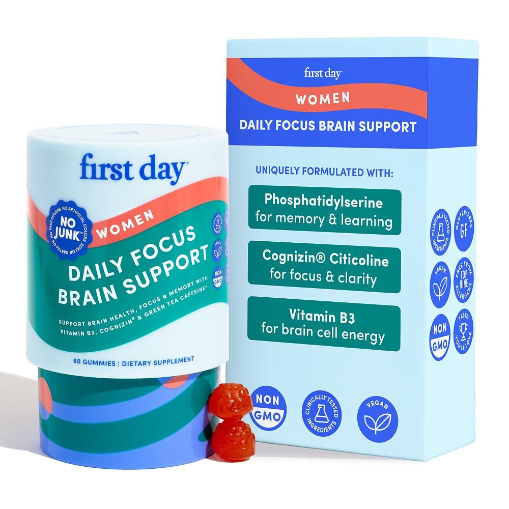 Gummies FIRST DAY avec Citicoline, boîte de 60 gummies en vue de face