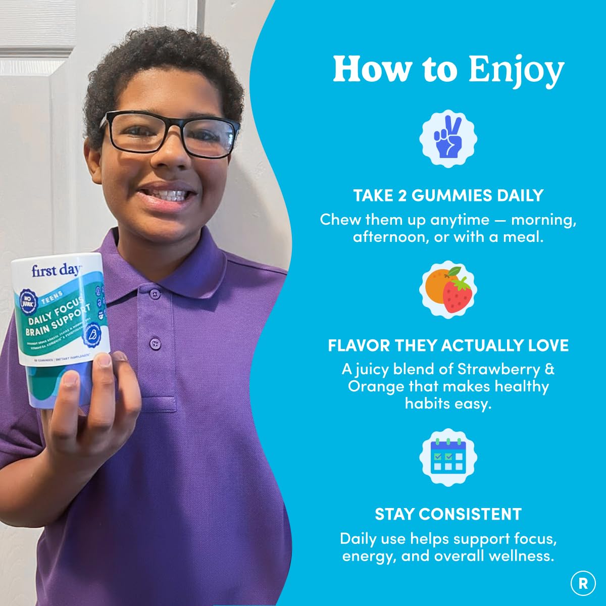 Gummies FIRST DAY avec un arrière-plan de fournitures scolaires
