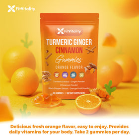 Gummies FitVitality de Curcuma, Gingembre et Cannelle, côté de la boîte