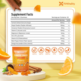 Gummies FitVitality de Curcuma, Gingembre et Cannelle, vue de face