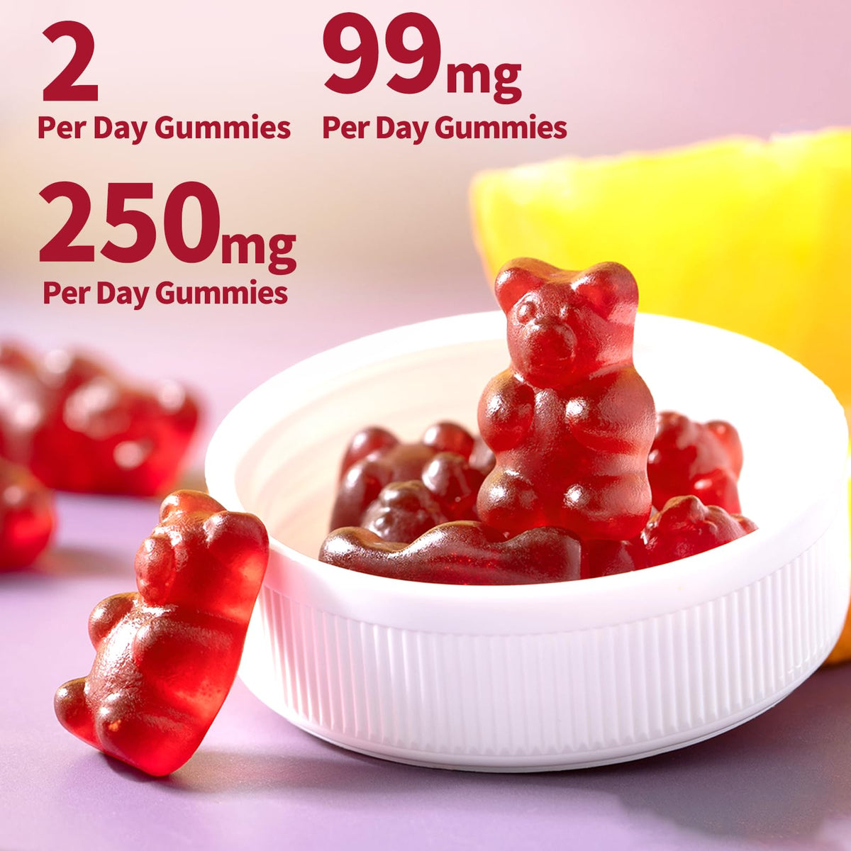 Gummies Fleamart au magnésium, présentation sur une table