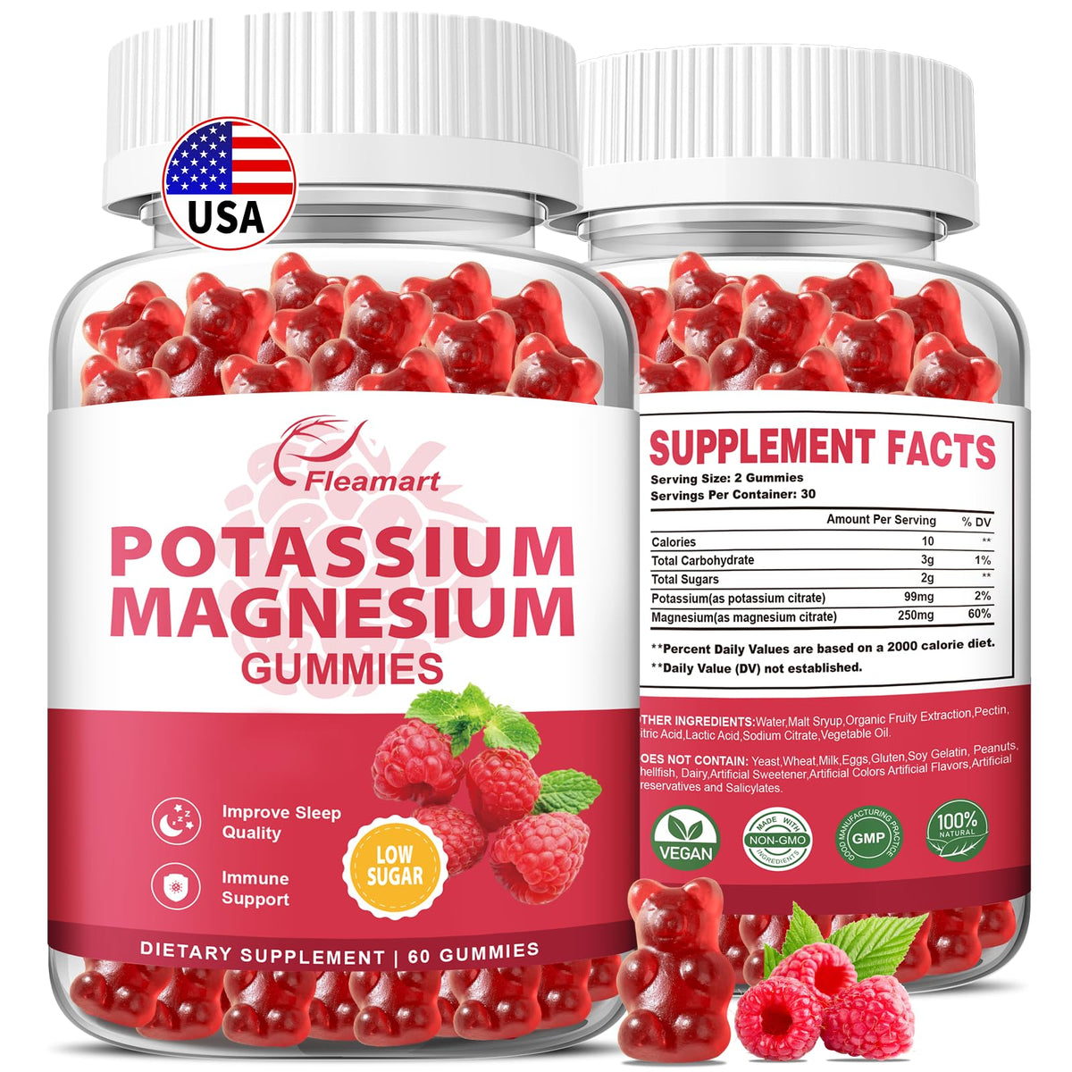 Gummies Fleamart au potassium et magnésium, modèle en forme amusante