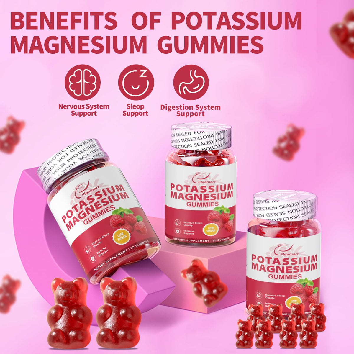 Gummies Fleamart avec un arrière-plan naturel, mettant en valeur le produit