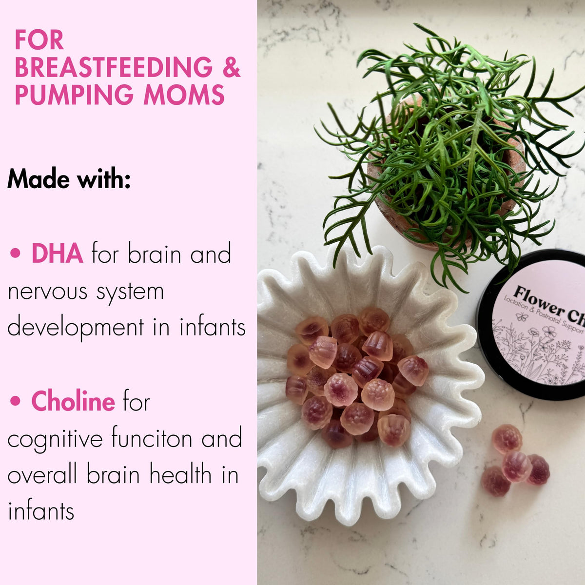 Gummies Flower Child avec moringa et DHA, présentation
