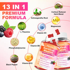 Gummies Flyrocer avec ingrédients naturels en arrière-plan