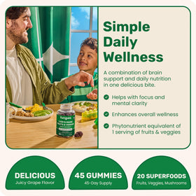 Gummies Fungies Lion's Mane 45 Gummies vue arrière avec informations nutritionnelles