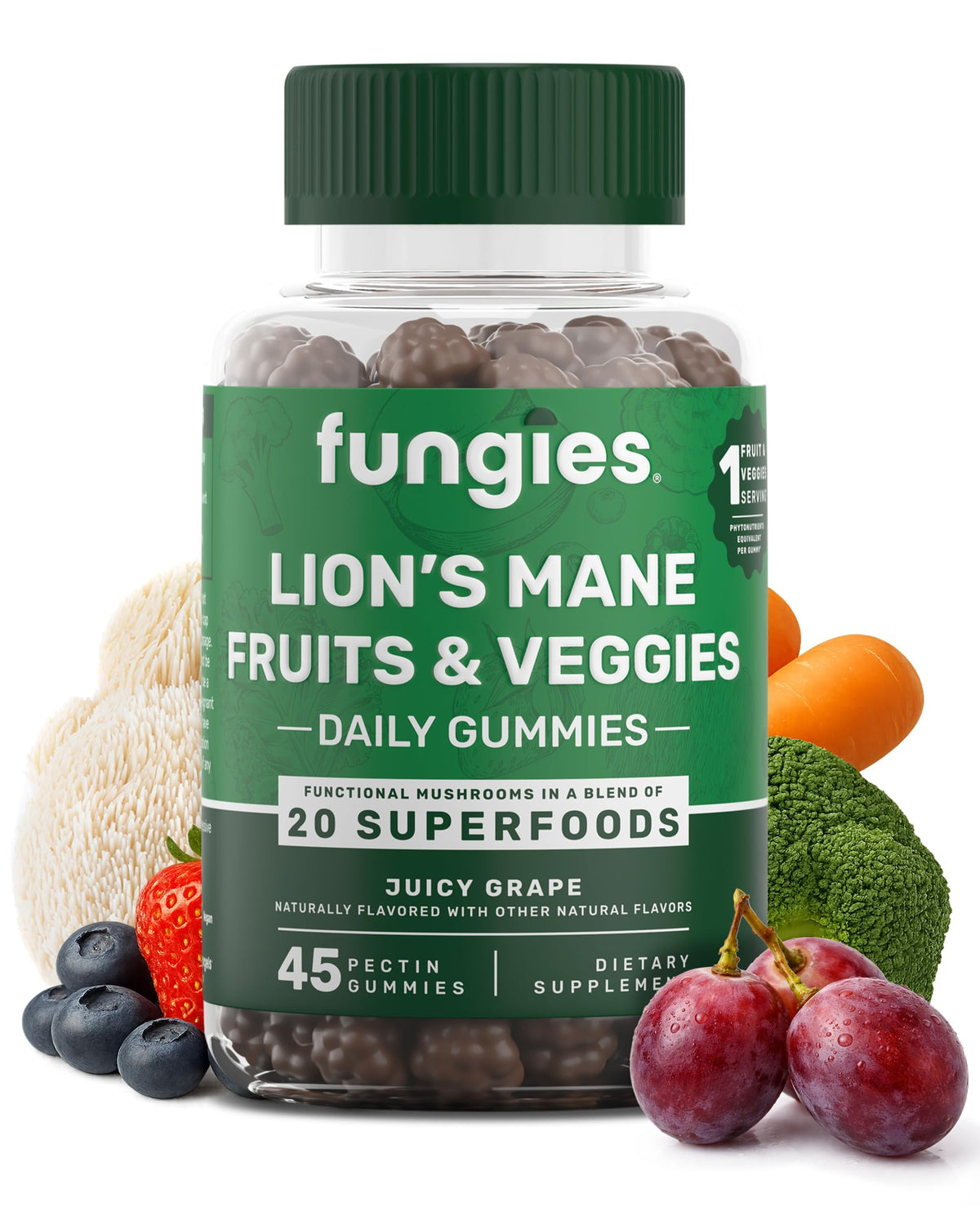 Gummies Fungies Lion's Mane 45 Gummies vue avant avec emballage