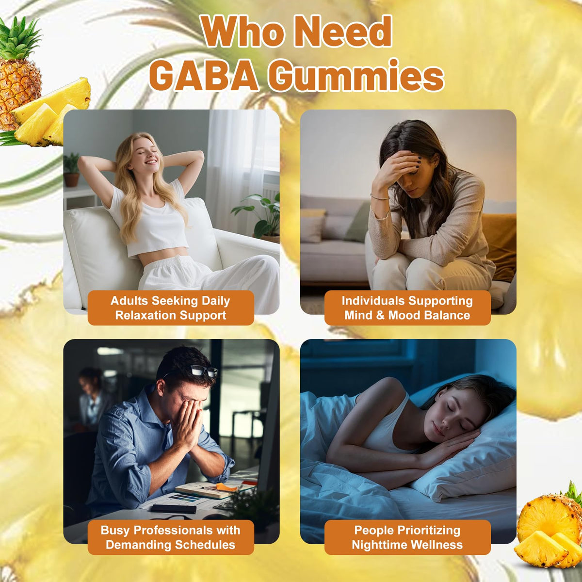 Gummies GABA Agumoon 60 gummies saveur ananas en gros plan