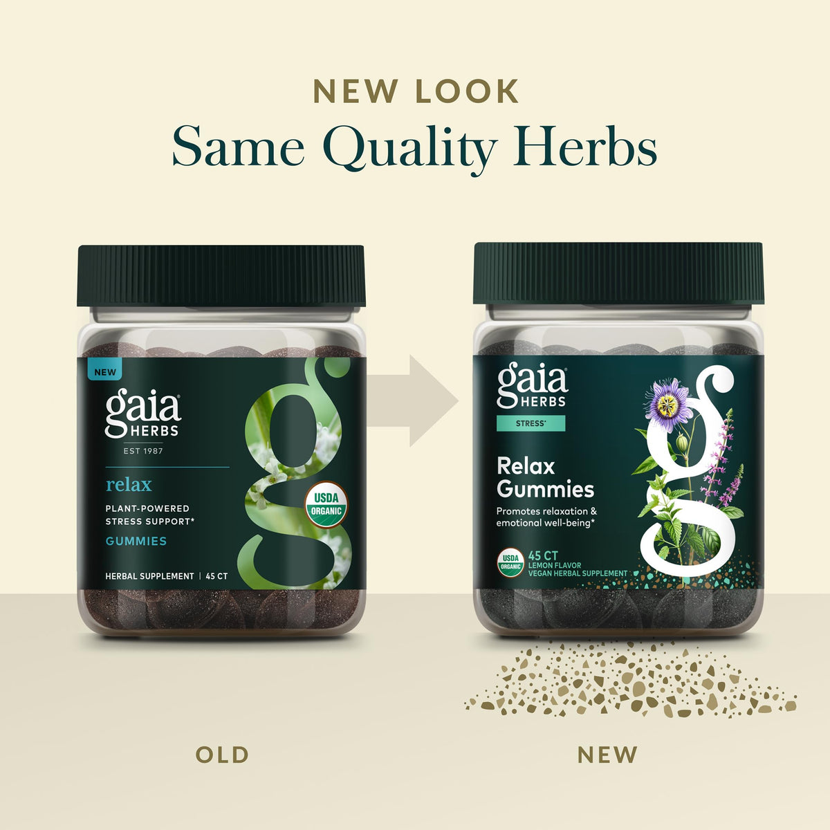 Gummies Gaia Herbs à côté d'un verre d'eau