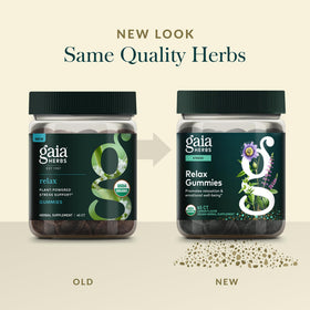 Gummies Gaia Herbs à côté d'un verre d'eau