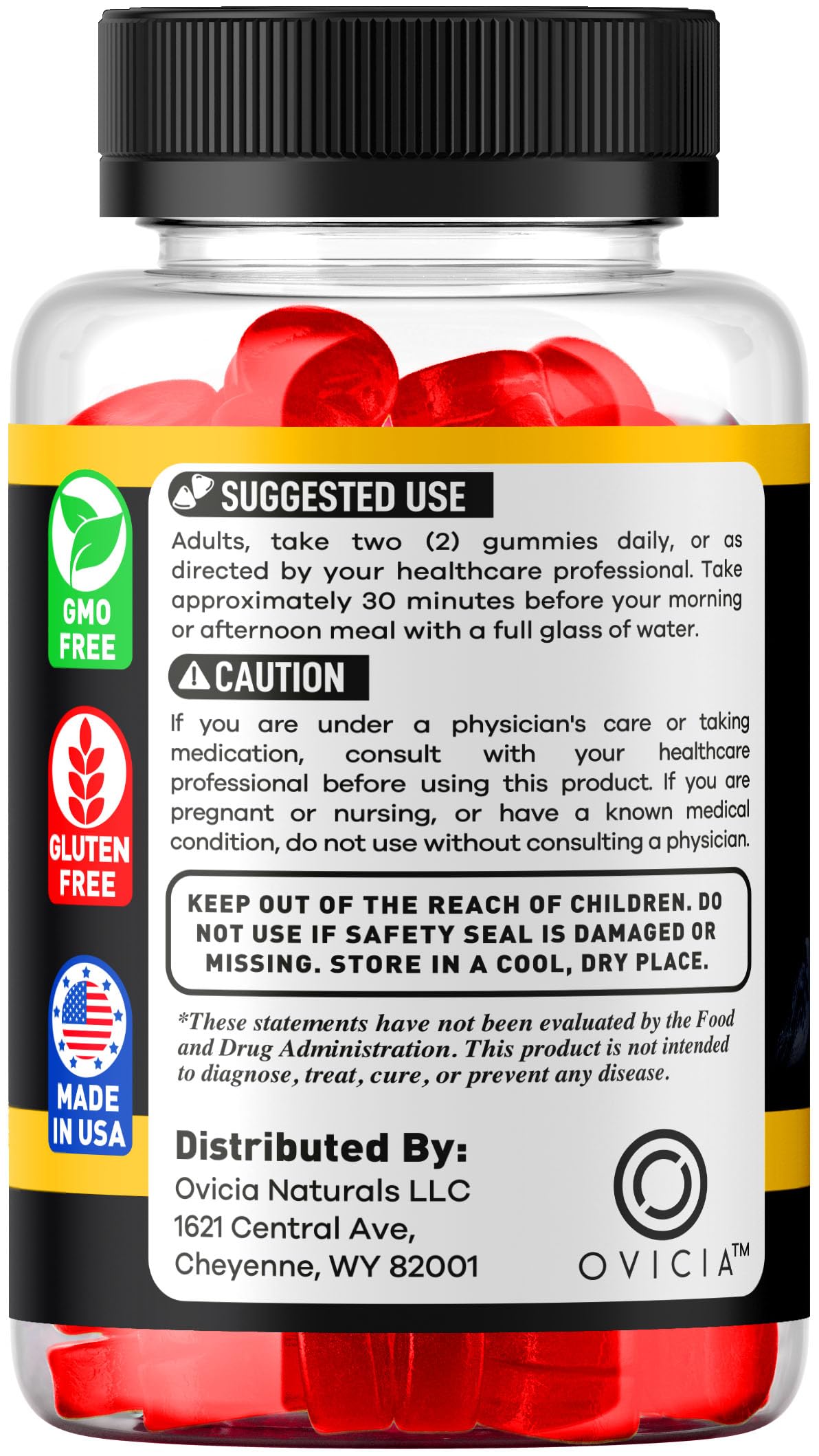 Gummies Gelée de Miel OVICIA, étiquette du produit