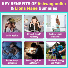 Gummies GENFOJAS Ashwagandha et Lion's Mane en portion