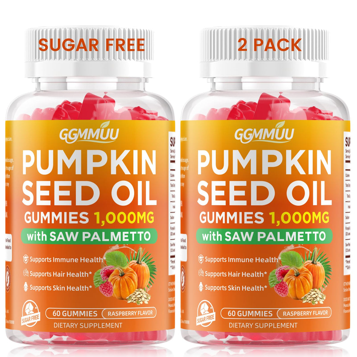 Gummies GGMMUU à l'huile de graines de citrouille et saw palmetto, vue de face