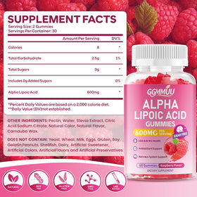 Gummies GGMMUU Acide Alpha-Lipoïque 600mg, vue arrière de l'emballage