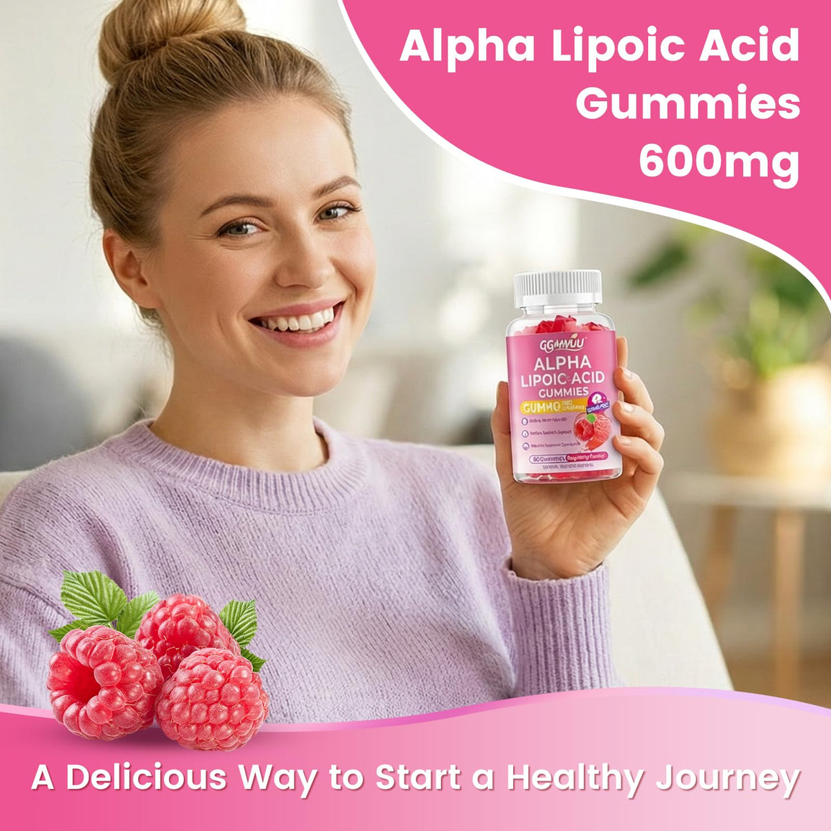 Gummies GGMMUU Acide Alpha-Lipoïque 600mg, vue de côté de l'emballage