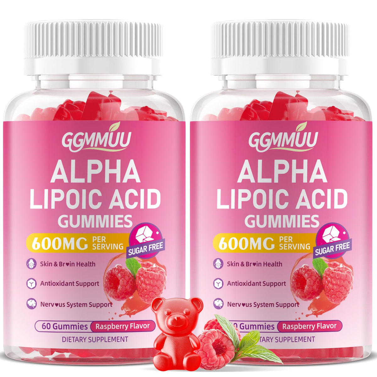 Gummies GGMMUU Acide Alpha-Lipoïque 600mg, vue de face avec emballage