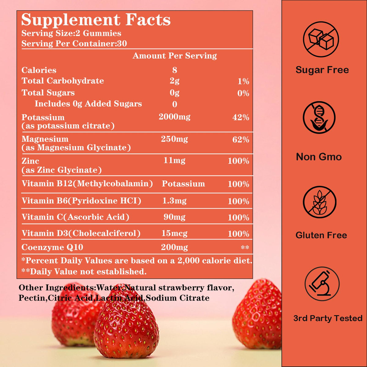 Gummies GHKALQ saveur fraise, affichage des gummies