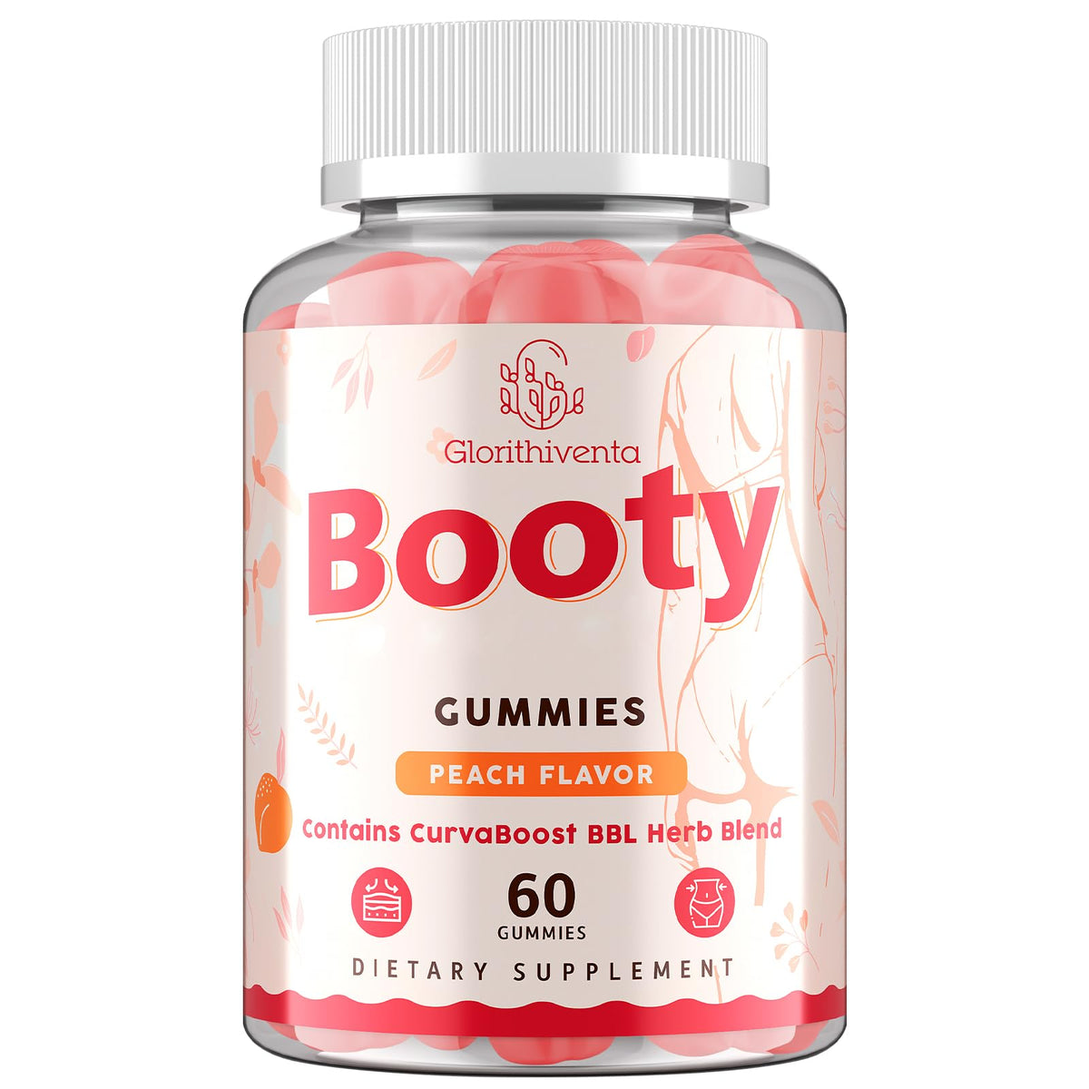 Gummies Glorithiventa pour le corps, saveur pêche et couleur vive