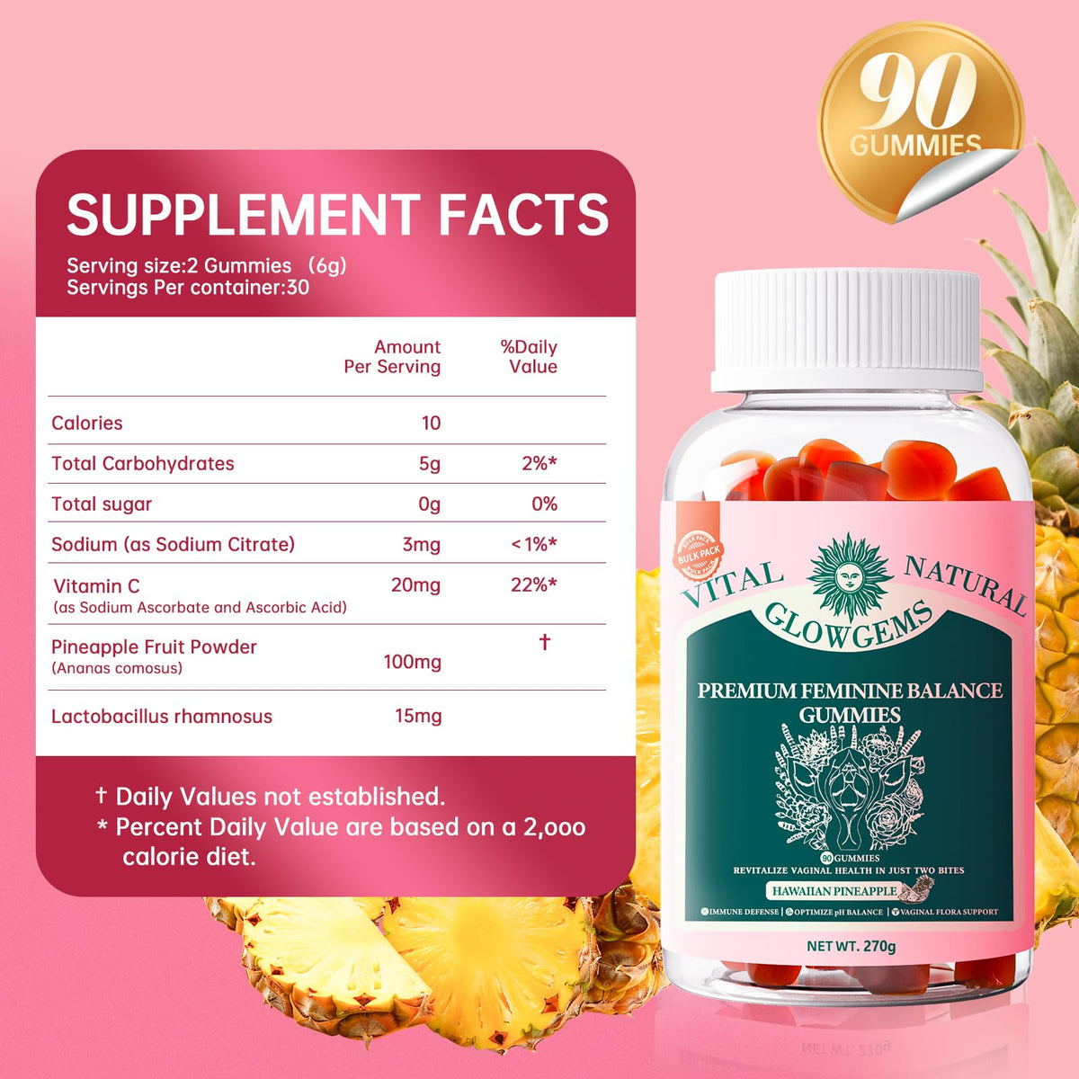 Gummies GlowGems à côté d'un verre d'eau