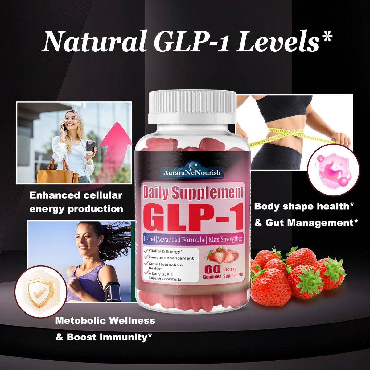 Gummies GLP-1 AuraraNeNourish montrant la texture
