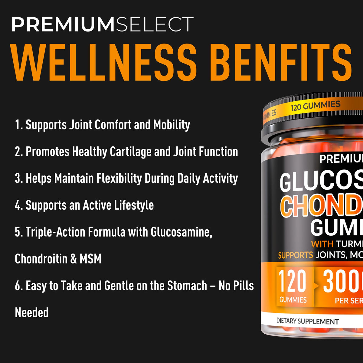 Gummies Glucosamine Chondroitin à côté d'un verre d'eau